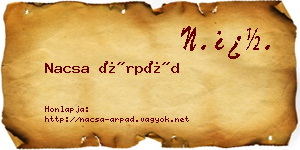 Nacsa Árpád névjegykártya